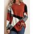 economico T-shirts-Per donna maglietta Geometrico Ufficio Color Block Rosso Essenziale Rotonda Autunno Inverno
