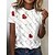 billige T-shirts-Dame T skjorte Hvit Rød Lyseblå Trykt mønster Hjerte Daglig Helg Kortermet Rund hals Grunnleggende Normal Maling S