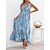 abordables Robes Maxi-Robe casual Robe Évasée Robe d’été Femme robe longue Mode Vêtement de rue Rayé A Volants Dos Nu Extérieur du quotidien Rendez-vous Licou Sans Manches Robe Standard Bleu Ciel Eté Printemps S M L XL