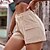 baratos Shorts-Mulheres Bermuda Cargo Calção Denim Preto Branco Caqui Moda Casual / Diário Curto Micro-Elástica Côr Sólida Conforto S M L XL 2XL