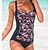 cheap One-Pieces-Women&#039;s Swimwear One Piece Normal Swimsuit Tummy Control Printing Floral Striped Black White Pink Red Navy Blue Bodysuit Bathing Suits Sports Summer