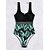 preiswerte Einteiler-Damen Badeanzug Ein Stück Normal Bademode Blatt Print Schwarz Bodysuit Badeanzüge Strandbekleidung Sommer Sport