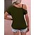 billige Tops &amp; Blouses-Dame T-shirt Sort Gul militærgrøn Assymetrisk Vanlig Afslappet Kortærmet Etskuldret Basale Normal S