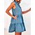 abordables Denim Dresses-Mujer Vestido de mezclilla Vestido informal Vestido Escalonado Mini vestido Mezclilla Moda Moderno Exterior Diario Vacaciones Escote en Pico Frunce Sin Mangas Verano Primavera 2023 Holgado Azul