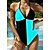 preiswerte Einteiler-Damen Badeanzug Normal Ein Stück Bademode Farbblock Print Schwarz Weiß Blau Himmelblau Grün Bodysuit Badeanzüge Strandbekleidung Sommer Sport