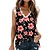 cheap Tank Tops-Women&#039;s Tank Top Black White Pink Lace Trims Print Floral Butterfly Casual Holiday Sleeveless V Neck Basic Regular Floral Butterfly S