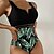 cheap One-Pieces-Women&#039;s Swimwear One Piece Normal Swimsuit Leaf Printing Black Bodysuit Bathing Suits Beach Wear Summer Sports