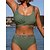 preiswerte Bikini-Damen Badeanzug Bikinis Normal Bademode Glatt 2 Teile Armeegrün Badeanzüge Strandbekleidung Sommer Sport