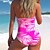 preiswerte Einteiler-Damen Badeanzug Ein Stück Übergröße Bademode Blatt Geometrisch Print Rosa Rosenrot Grau Bodysuit Badeanzüge Strandbekleidung Sommer Sport