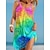 cheap Casual Dresses-Azure Rainbow Women&#039;s Tropical Beach Mini Dress