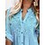 cheap Casual Dresses-Women&#039;s Casual Dress Plain Lace Dress Shift Dress Stand Collar Lace Button Mini Dress Outdoor Daily Basic Fashion Loose Fit 3/4 Length Sleeve Blue Spring Summer S M L XL XXL