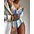 preiswerte Bikini-Damen Badeanzug Bikinis Normal Bademode Gestreift 2 Teile Print Regenbogen Badeanzüge Strandbekleidung Sommer Sport