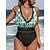 cheap One-Pieces-Women&#039;s Swimwear One Piece Normal Swimsuit Geometic Printing Green Bodysuit Bathing Suits Beach Wear Summer Sports