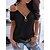 abordables T-shirts-Mujer Camiseta Negro Encaje Cortado Plano Casual Manga Corta Escote en Pico Básico Regular S