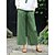 cheap Pants-Women&#039;s Wide Leg Pants Trousers Cropped Pants Linen Navy White Green Fashion Side Pockets Wide Leg Casual Daily Ankle-Length Solid Color Comfort M L XL 2XL