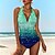 cheap Tankini-Women&#039;s Swimwear Normal Tankini 2 Piece Swimsuit Graphic 2 Piece Printing Blue Green Rose Red Tank Top Bathing Suits Beach Wear Summer Sports