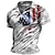 cheap 3D Polos-Men's Casual Polo with Flag Print