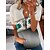 abordables Tops &amp; Blouses-Mujer Camiseta Blanco Azul Piscina Verde Trébol Cremallera de un cuarto Estampado Geométrico Casual Manga Corta Escote en Pico Básico Regular Geométrico adj. S