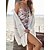 cheap Casual Dresses-Women&#039;s Cover Up Beach Dress Beach Wear Hollow Out Mini Dress Plain Basic Casual Long Sleeve Turndown Outdoor Daily Loose Fit White 2023 Spring Summer One Size