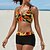 cheap Bikini-Women&#039;s Swimwear Bikini Normal Swimsuit Striped Floral 2 Piece Printing Black Yellow Pink Red Orange Bathing Suits Beach Wear Summer Sports