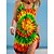 cheap Casual Dresses-Women&#039;s Beach Dress Resort Wear Beach Wear Print Mini Dress Rainbow Tropical Fashion Sleeveless Spaghetti Strap Outdoor Daily Loose Fit Rainbow Yellow 2023 Summer Spring S M L XL