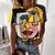 billige T-shirts-Dame T skjorte Gul Rosa Blå Trykt mønster Portrett Daglig Helg Kortermet Rund hals Grunnleggende Normal Portrett Maling S