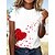 baratos T-shirts-Mulheres Camiseta Branco Vermelho Azul Claro Imprimir Coração Diário Final de semana Manga Curta Decote Redondo Básico Padrão Pintura S