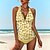 cheap Tankini-Women&#039;s Swimwear Normal Tankini 2 Piece Swimsuit Floral 2 Piece Printing Yellow Blue Green Bathing Suits Summer Sports