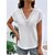 abordables T-shirts-Mujer Camiseta Blanco Lentejuelas Plano Diario Fin de semana Manga Corta Escote en Pico Básico Regular S