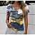 cheap T-Shirts-Women&#039;s T shirt Tee Blue Purple Brown Button Print Graphic Daily Weekend Short Sleeve Round Neck Basic Regular Abstract Painting S