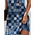 cheap Casual Dresses-Women&#039;s Casual Dress Plaid Shift Dress Summer Dress Crew Neck Lace Print Mini Dress Outdoor Daily Fashion Modern Regular Fit Sleeveless Blue Spring Summer S M L XL XXL