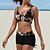 cheap Bikini-Women&#039;s Swimwear Bikini Normal Swimsuit Striped Floral 2 Piece Printing Black Yellow Pink Red Orange Bathing Suits Beach Wear Summer Sports