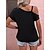 cheap Tops &amp; Blouses-Women&#039;s T shirt Tee Black Yellow Army Green Asymmetric Plain Casual Short Sleeve One Shoulder Basic Regular S