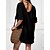 cheap Casual Dresses-Women&#039;s Cover Up Beach Dress Beach Wear Ruffle Mini Dress Plain Casual 3/4 Length Sleeve V Neck Outdoor Daily Loose Fit Black White 2023 Spring Summer One Size