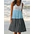 cheap Casual Dresses-Women&#039;s Color Block Beach Dress in Light Blue &amp; Fuchsia