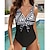 cheap One-Pieces-Women&#039;s Swimwear One Piece Normal Swimsuit Geometic Printing Black Bodysuit Bathing Suits Beach Wear Summer Sports