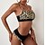 baratos Bikini-Mulheres Roupa de Banho Biquíni Normal roupa de banho Leopardo 2 Peças Estampado Bege Fatos de banho Roupa de Praia Verão Esportivo