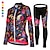 abordables Ropa de ciclismo-Mujer Manga Larga Maillot de Ciclismo con Mallas Invierno Malla Licra Poliéster Morado Amarillo Negro Flores Botánica Bicicleta Camiseta / Maillot Medias / Mallas Largas Resistente a los rayos UV