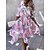 abordables Vestidos casuales-Mujer Vestimenta casual Floral Vestido de flores Vestido de verano Escote en Pico Botón Asimétrico Vestido Midi Exterior Calle Moda Ropa de calle Ajuste regular Media Manga Rosa Rojo Azul Piscina