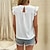 cheap Tops &amp; Blouses-Women&#039;s Shirt Blouse White Ruffle Lace Trims Plain Casual Sleeveless V Neck Basic Regular S
