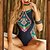 cheap One-Pieces-Women&#039;s Swimwear One Piece Normal Swimsuit Graphic Cut Out Printing Black Bodysuit Bathing Suits Beach Wear Summer Sports