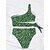 cheap Bikini-Women&#039;s Swimwear Bikini Normal Swimsuit Leopard Lace up 2 Piece Printing Green Bathing Suits Beach Wear Summer Sports