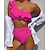 abordables Bikini-Femme Maillots de Bain Bikinis Normal Maillot de bain Léopard A Volants 2 Pièces Une Epaule Noir Bleu Violet Marron Rose rouge Maillots de bain Tenues de plage Eté Sportif