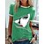 abordables T-shirts-Mujer Camiseta Negro Verde Trébol Caqui Estampado Retrato Diario Fin de semana Manga Corta Escote Redondo Básico Regular Retrato Pintura S
