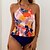cheap One-Pieces-Women&#039;s Swimwear Tankini 2 Piece Normal Swimsuit Floral Ruffle 2 Piece Printing Pink Bathing Suits Beach Wear Summer Sports