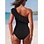 cheap One-Pieces-Women&#039;s Swimwear One Piece Normal Swimsuit Plain Ruffle One Shoulder Black Rose Red Bodysuit Bathing Suits Beach Wear Summer Sports