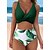 cheap Tankini-Women&#039;s Swimwear Bikini Normal Swimsuit Striped Floral 2 Piece Printing White Pink Green Rose Red Bathing Suits Beach Wear Summer Sports