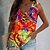 economico Canotte-Per donna Camicia in pizzo Canotte Pop art Astratto Verde chiaro Rosa Rosso Stampa Lacci Senza maniche Informale Essenziale A V Standard