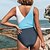 preiswerte Einteiler-Damen Badeanzug Ein Stück Normal Bademode Plaid Farbblock Print Schwarz Rosa Marineblau Himmelblau Bodysuit Badeanzüge Strandbekleidung Sommer Sport