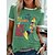 billige T-shirts-Dame Tunika Sort Hvid Gul Trykt mønster Grafisk Afslappet Kortærmet Rund hals Basale Normal Tynd Portræt S